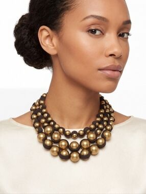 Ann Taylor Factory Beaded Ribbon Necklace